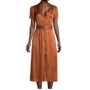 WeWoreWhat Camp Satin Collar Shirt Dress, size M, color rust, NEVER WORN